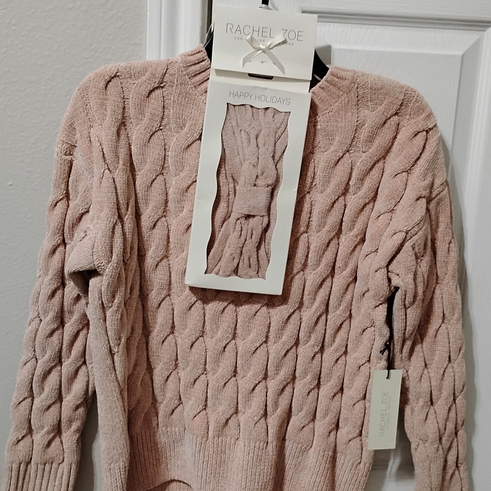 Rachel Zoe Women's Blush Cable Knit Sweater